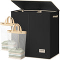SOLEDI Large Double Laundry Hamper with Lid, Collapsible Clothes Hamper 2 section with Removable Bags, Space-Saving Laundry Basket for Bedroom, Dorm, College