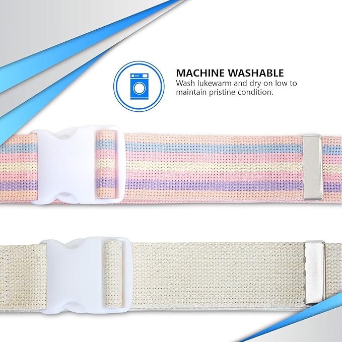 NYOrtho Plastic Buckle Gait Belt - Adjustable Machine Washable Strong and Durable Material Latex Free, Pastel, 54"