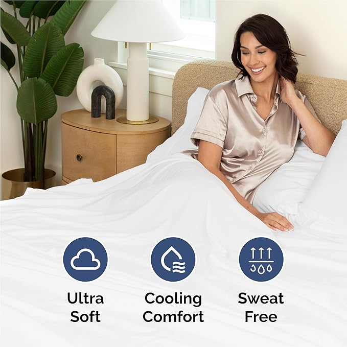 Queen 6 Piece Sheet Set - Cooling & Breathable Bed Sheets - Hotel Luxury Bed Sheets for Women, Men, Kids & Teens - Comfy Bedding w/Deep Pockets & Easy Fit - Soft & Wrinkle Free - Queen White Sheets