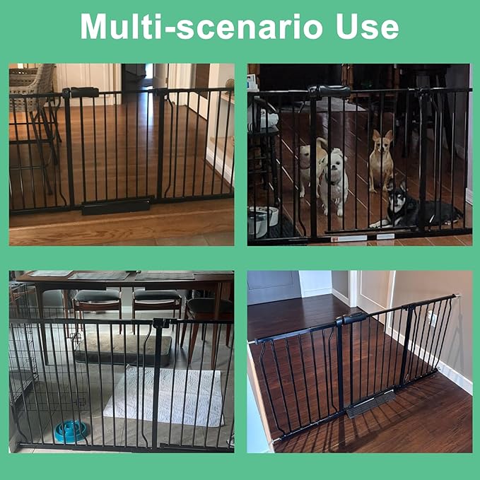 ALLAIBB Extra Wide Pressure Mounted Baby Gate Walk Through Child Kids Safety Toddler Tension White Long Large Pet Dog Gates with Extension for doorways Kitchen (66.93-71.65"/170-182cm, Black)