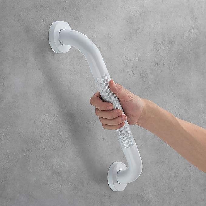 Grab Bars for Shower, 1 Pack 16-Inch Anti Slip Shower Handles for Elderly, Safety Shower Grab Bar, Stainless Steel Handicap Grab Bars for Bathroom (White 1" Diameter)