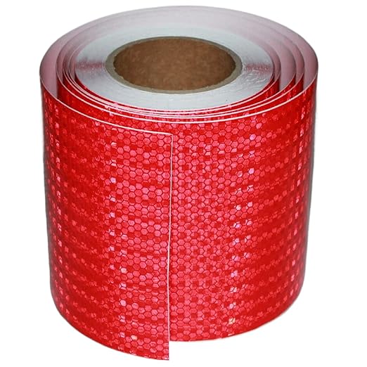 Red Reflective Tape Outdoor Waterproof 6 inch, High Visibility Hazard Conspicuity Safety Industrial Marking Tape (66 feet)
