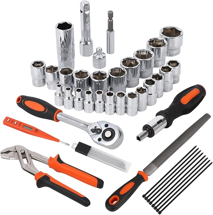 236 Piece Tool Set, Socket Wrench General Home/Auto Repair Tool Kit, Combination Package Mixed Tool Set Hand Tool Kit with Plastic Toolbox Storage Case