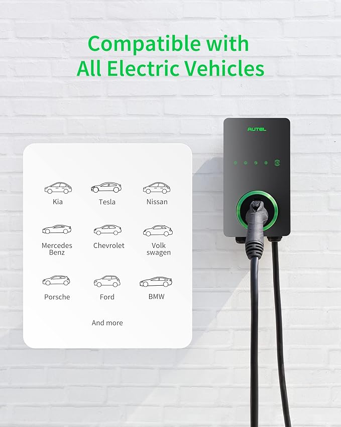 Autel Maxicharger Electric Vehicle (EV) Charger,240V Indoor/Outdoor Car Charging Station with Level 2, Dark Gray