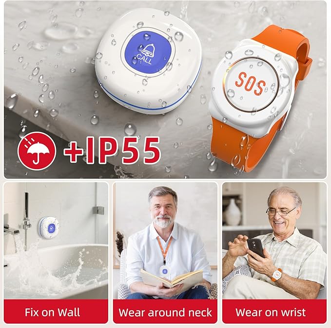 CallToU Wi-Fi Wireless Caregiver Pager Call Button for Elderly at Home , APP Emergency Alert for Seniors, Patients, and The Disabled (TY01WH-US 2-1)