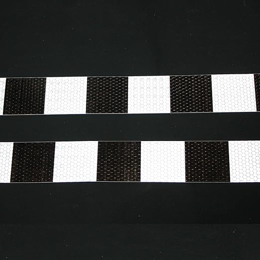 Black White Reflective Tape 2 inch X 166 feet, Outdoor Waterproof Hazard Conspicuity Warning Industrial Marking Tape