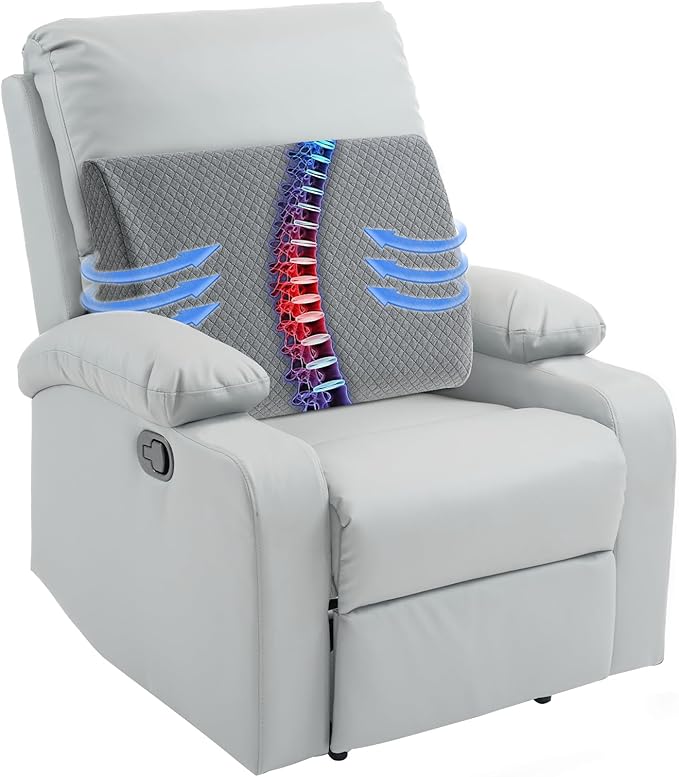 HOMBYS Lumbar Support Pillow for Recliner Chair, Memory Foam Back Support Cushion for Elderly,Extra Large Lumbar Support Pillow,Thick Backrest for Home Reading (Grey, 20“x13.5"x5")