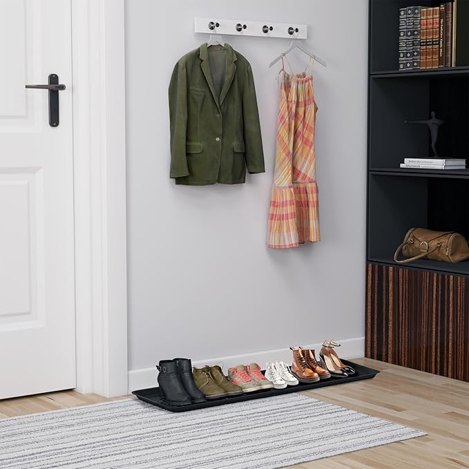 Matace 2 Pack Rubber Extra Large Shoe Tray for Entryway,Long Boot Tray,Slim Boot Mat for Indoor and Outdoor Use,16x55 in, Rectangular (Pack of 2)