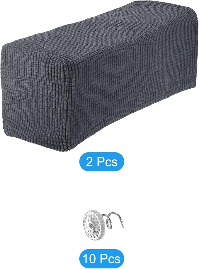 uxcell 2pcs Stretch Armrest Covers for Chairs/Sofas, Couch Arm Covers with Twist Pin, Furniture Protector Slipcovers Dark Grey
