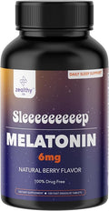 Melatonin 6mg Fast Dissolve Tablets – Natural Berry Flavor, 100 Count – Extra Strength Sleep Support for Adults – Non-Habit Forming, 100-Day Supply | Zealthy Life