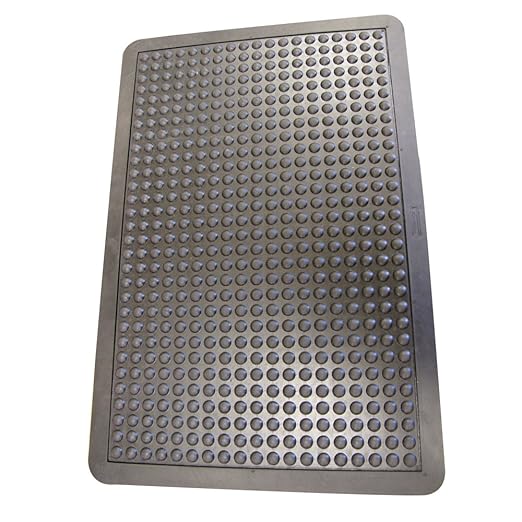Rubber-Cal 03_184_ZWBK Bubble Top Anti-Fatigue Rubber Floor Mat, 5/8" x 2' x 3', Black Borders