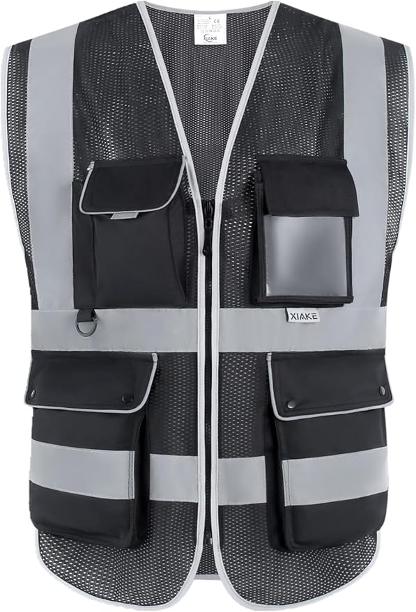 XIAKE Reflective Safety Vest for Men & Women High Visibility Class 2 Vest with Pockets Meets ANSI Standards