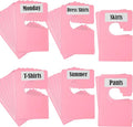 32 Pack White Clothing Rack Size Dividers Plus 75 Labels (1 Inch) and 30 Large Blank Labels, Large Rectangular Clothing Closet Dividers (Pink)