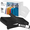 25 Pcs Large Closet Dividers and 50 Pcs White Blank Cards 18 Inch Clothing Rack Size Dividers for Hanging Clothes, Black Garment Rack Tag for Clothes Organization