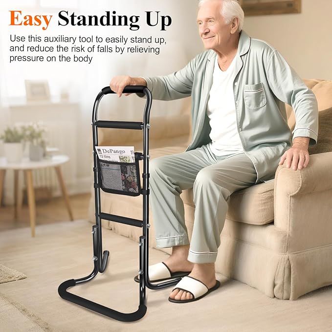 Stand Assist Aid for Elderly, Aluminum Alloy Standing Aids & Supports for Rising from Chair Couch, Sturdy Chair Lift Assist Grab Bar for Seniors Disabled Handicap Adults, Height-Adjusted