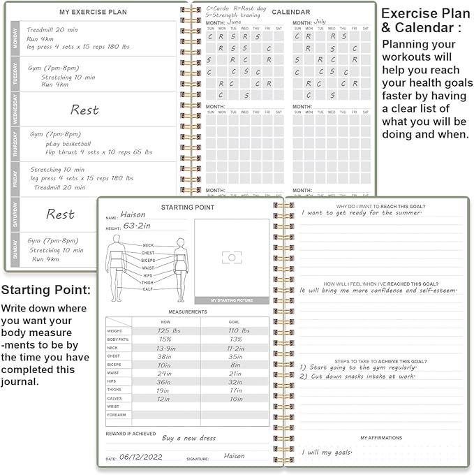 Weekly Meal Planner - A5 Weekly Meal Prep Journal with Shopping and Grocery Lists, 186 Pages Healthy Diet & Weight Loss Tracking, Undated, 52 Weeks, Lasts 1 Year, Green