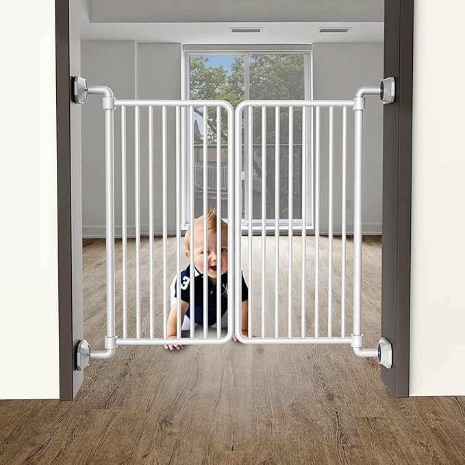 ICERO - Baby Gate Wall Protector - Protect Walls & Doorways from Pet & Dog Gates - for Child Pressure Mounted Stair Safety Gate- 8 Pack, White