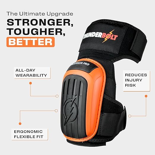 Thunderbolt Knee Pads for Men Construction Knee Pads for Work for Men and Women with Double Gel for Gardening Flooring Roofing Heavy Duty with Extra Thick Foam and Strong Adjustable Non-Slip Straps