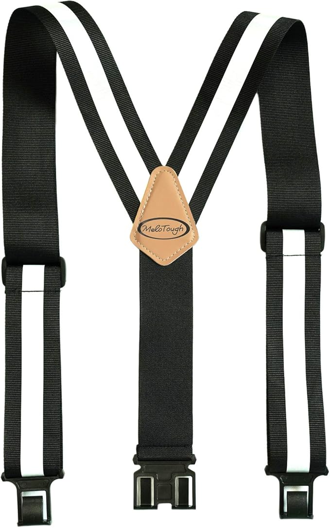 MELOTOUGH Suspenders with Non-Metal End Clip Reflective Safety Belt Clip