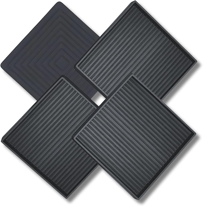 xxxHOLIC Non Slip Furniture Pads, 4” x 4” Black Square, Set of 4, Rubber Grippers for Hardwood Floors, Anti Skid Furniture Feet Coasters, Bed Couch Stoppers to Prevent Sliding and Floor Scratches