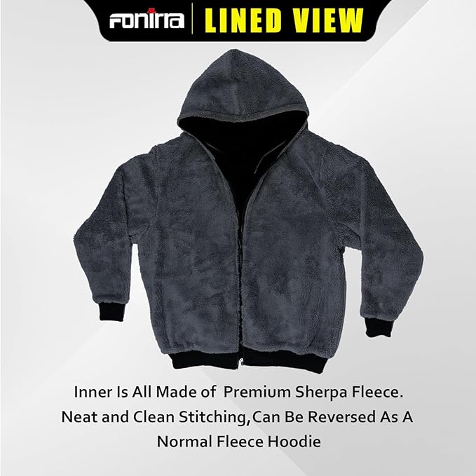 FONIRRA Men's High Visibility Safety ANSI Class 3 Lined Fleece Hoodie Sweatshirt with Black Bottom Jumper Workwear for Men(Black,2XL)