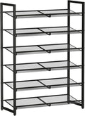 Shoe Rack, 6-Tier Metal Shoe Organizer, Tall Shoe Rack for Closet,entryway,Garage, with Adjustable Flat or Angled Shelves, Holds 18-24 Pairs,Shoes That can accommodate The Whole Family.