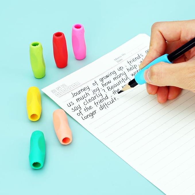 Ergonomic Pencil Grips 40 Pcs with 8 Colors, Silicone Pencil Holders for Kids Handwriting, Toddler Gel Pencil Cushion Grippers, Triangle Pen Grips for Adults Writing Aid, Classic