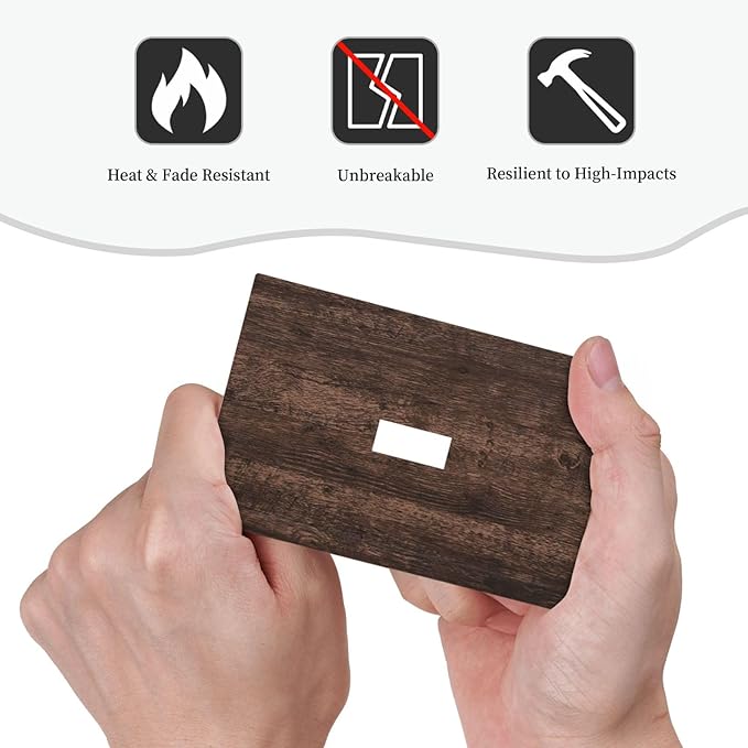 Decorative Light Switch Cover Rustic Dark Brown Wood Grain 1 Gang Single Toggle Device Electrical Faceplate Switchplates Decorator Outlet Wall Plate for Farmhouse Bedroom Decor