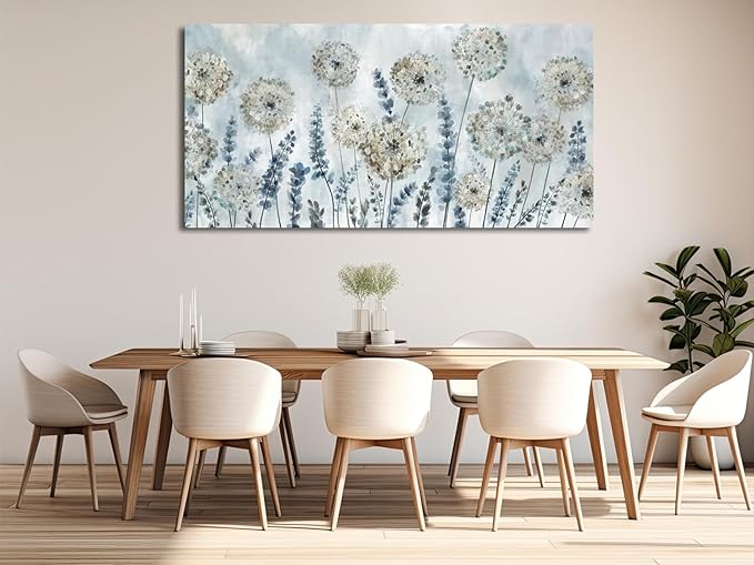 VEAEE Farmhouse Canvas Wall Art - Flowers Dandelion Wall Pictures,Living Room Decor,Nature Artwork Prints Abstract Grass Paintings for Bedroom Home Office Decoration 29"x58"