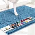 Muddy Mat® AS-SEEN-ON-TV Highly Absorbent Microfiber Door Mat and Pet Rug, Non Slip Thick Washable Area and Bath Mat Soft Chenille for Kitchen Bathroom Bedroom Indoor and Outdoor - Sky Blue 24" x 72"