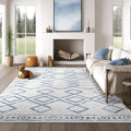 jinchan Moroccan 6x9 Area Rugs for Living Room - Machine Washable Soft Modern Geometric Stain Resistant Ultra-Thin Low-Pile Large Rug Non-Slip Carpet for Bedroom Kitchen Dining Room (6x9ft, Blue)