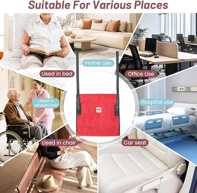One Direction Tubular Seat Cushion with Handles for Fall Prevention,Non Slip Seat Cushion for Elderly/Disabled in Chair/Wheelchair,17"x17" (Red-with Handles)