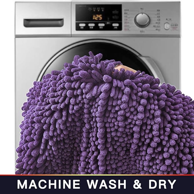 Walensee Bathroom Rug Non Slip Bath Mat (32x20 Inch Lavender) Water Absorbent Super Soft Shaggy Chenille Machine Washable Dry Extra Thick Perfect Absorbant Best Large Plush Carpet for Shower Floor