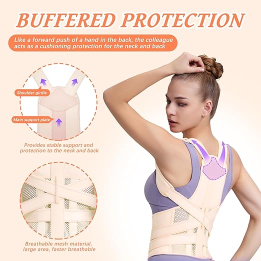 TEE TEA Posture Corrector for Women & Men – Adjustable Back Support Brace for Neck, Shoulder & Spine Muscle Relief – Improve Posture, Comfort & Confidence – Invisible & Comfortable Design (Beige, Medium)