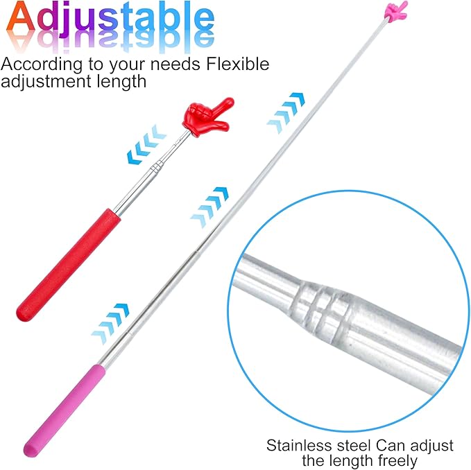 8Pcs Telescopic Teachers Pointer, Mini Pointer Finger Stick for Classroom, Retractable Hand Pointer for School Presentations(8 Colors)