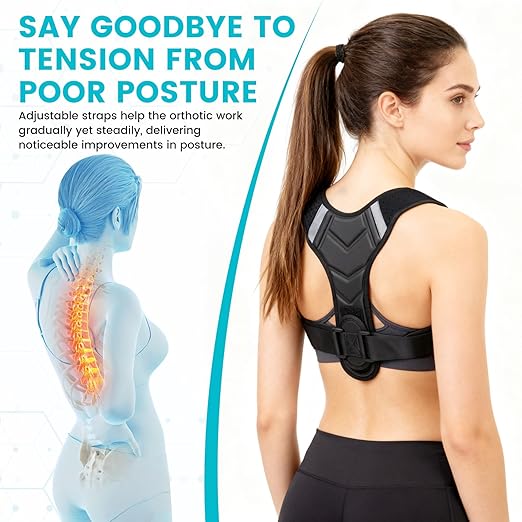 Posture Corrector for Men & Women, Adjustable Back Brace & Straightener for Office, Home & Daily Use, Relieve Back Pain, Prevent Hunching & Slouching, Comfortable & Breathable, S
