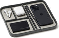 Nordik Leather Valet Tray - Sahara Gray - 9.5 x 7.9 Inch Medium Vegan Leather Tray - Stylish Nightstand Organizer for Men - Modern Bedside Caddy - EDC Catchall for Key Watch Wallet Jewellery