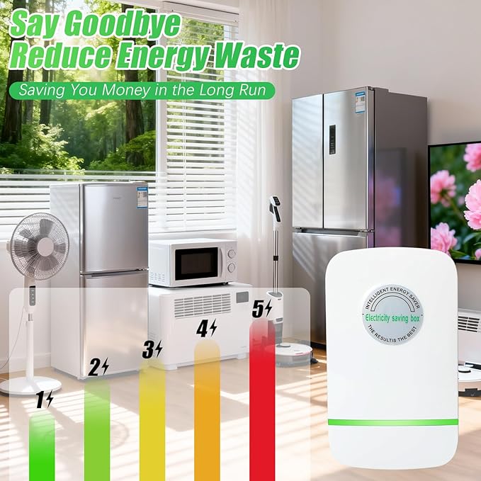 Energy Saving Device,Energy Saver,Stop Watt Energy Saving Device,Intelligent Energy Savers Plug in,Voltage Stabilizer for Home Office US Plug(2Pcs)