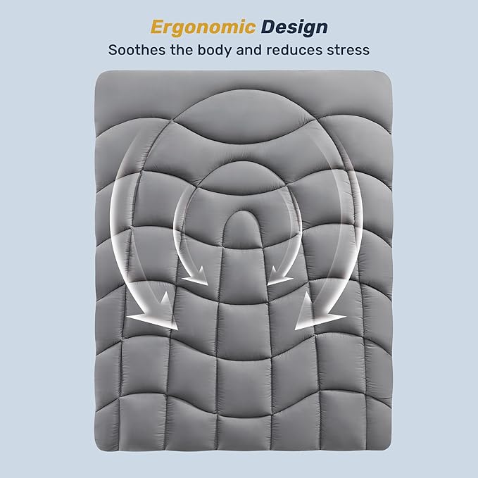 Unikome Twin XL Mattress Pad Waterproof - Soft Mattress Topper for College Dorm Room Essentials, Extra Long Noiseless Twin Mattress Protector Cover with 8"-21" Deep Pocket (Grey, 39x80)