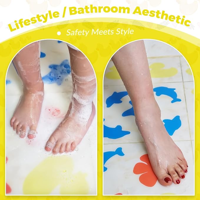 S&X Bathtub Non Slip Stickers for Kids, 12-Pack Cartoon Duck Shower Non Slip Stickers - Comfortable High Grip On Slippery Surfaces