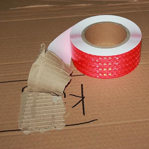 Industrial Reflective Tape Red 2 inch Wide, Outdoor Waterproof Hazard Conspicuity Warning Marking Tape (66 feet)