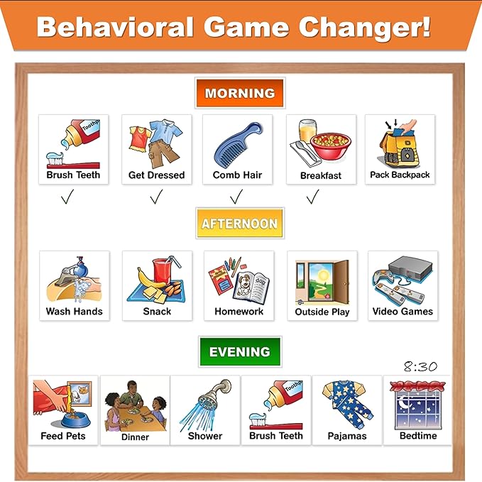Kids Visual Schedule Magnets and Headings: SchKIDules 93Pc Home Collection for Daily Routines, Chores, Executive Functioning, Behavioral Supports, Communication-Good for Toddlers, ADHD, Autism
