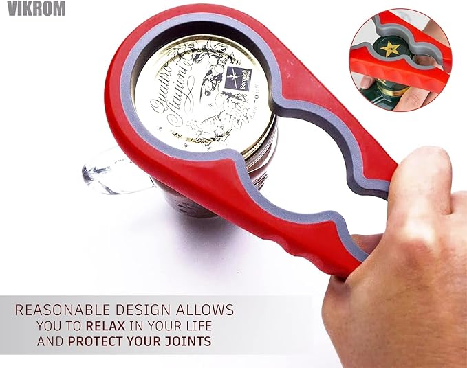 3 Pcs Rubber Jar Opener Grippers Tools for Seniors - Rubber Jar Opener Gripper Pad & 2 Openers for Seniors with Weak Hands, Ergonomic Handle, Easy to Use, Fits Up to 2.7 Inch Caps, Valentines Day Gift