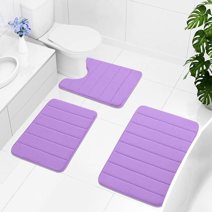 Buganda Memory Foam Bath Mat, 35.4" x 24", Ultra Soft and Non-Slip Bathroom Rugs, Water Absorbent and Machine Washable Bath Rug Runner for Bathroom, Shower, and Tub, Lavender