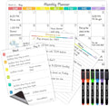 JJPRO Magnetic Monthly Calendar Whiteboard Set for Refrigerator-Monthly Planning Board, Weekly Menu Planner and to Do List for Fridge with 6 Markers-14.5" x11