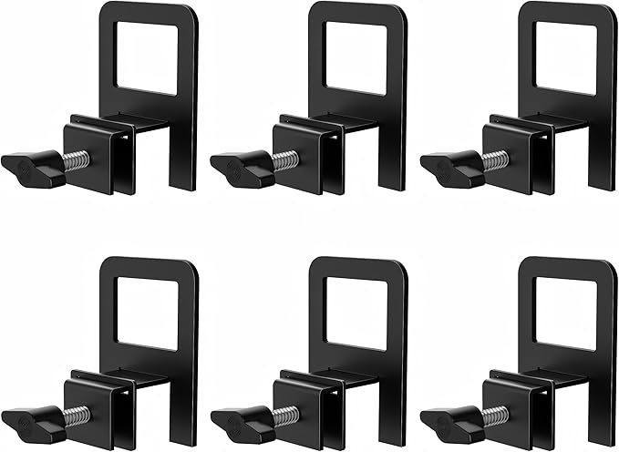 niffgaff 6 PCS Adjustable Anti‑Slip Mattress Slide Stopper Grippers Prevent Mattress Slipping, Metal Bed Frame Holder in Place, Black