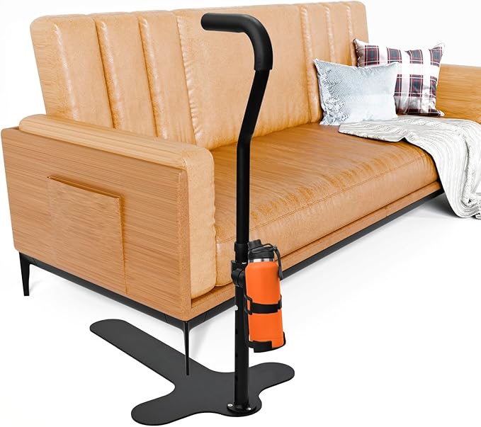Stand Assist with Cup Holder & Safety Handle, 6-Level Adjustable Height Chair Couch Lift Aid Supports 400 lbs, Daily Mobility Rail for Sofa, Recliner, Chair, for Elderly, Disabled