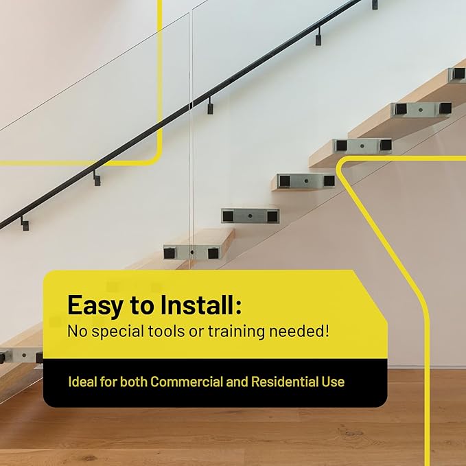 Promenaid 8ft ADA Handrail Kit - Champagne - Complete Indoor/Outdoor Handrail for Stairs - 1.6" Round Anodized Aluminum Railing with 4 Nickel Plated Pivoting Brackets & ADA Wall Returns