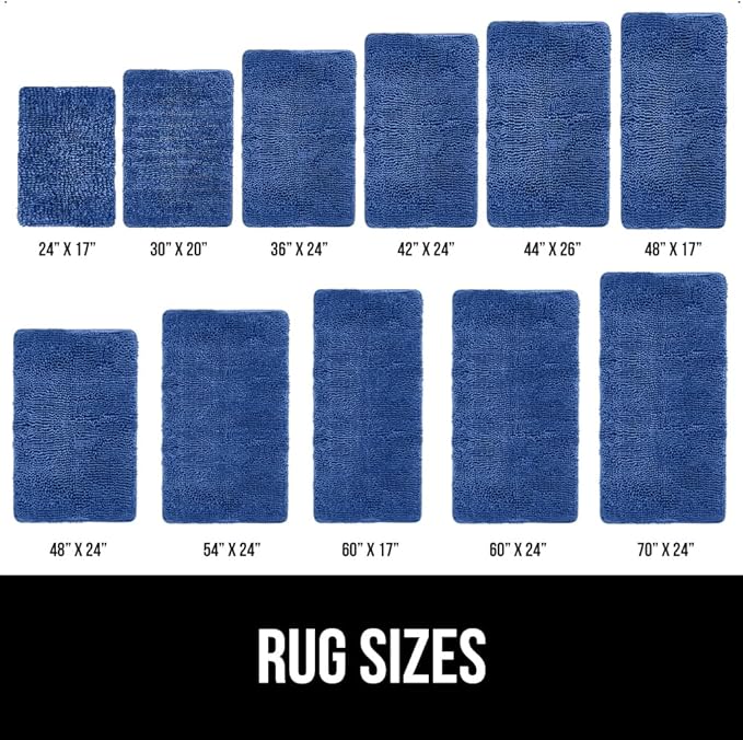GORILLA GRIP Bath Rug Mat 60x24, Thick Soft Absorbent Chenille, Quick Dry Microfiber Mats, Rubber Backing Machine Washable Shower Floor Rugs, Bathmat Runner, Bathroom Home Decor Accessories Royal Blue