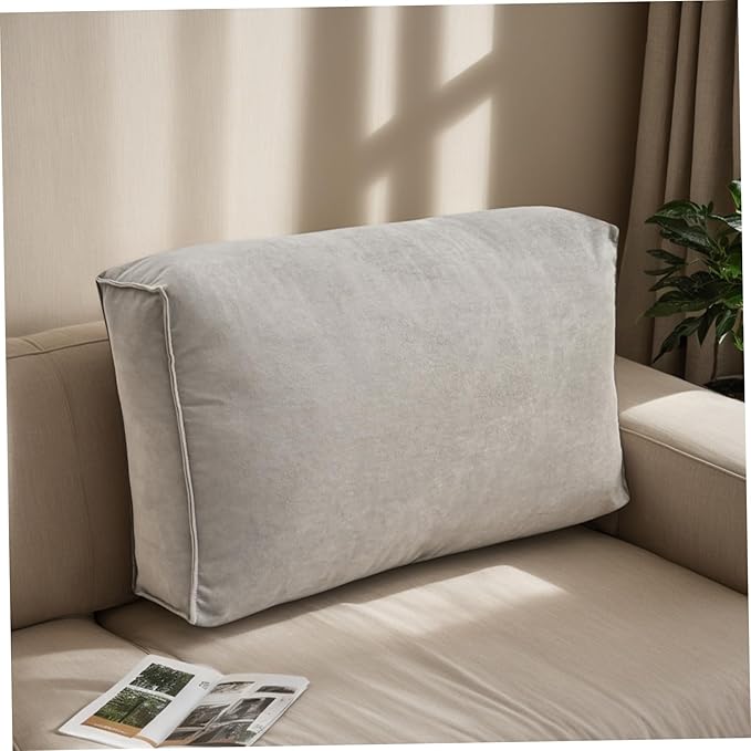 Reading Pillow, 31.5x17.7x4.7 Chenille Rectangular Back Pillow Soft Elastic Lumbar Support Cushions for Bedside, Sofa, Car, Bay Windows, Grey